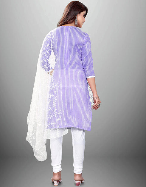 Trendy Traditional Party Wear Salwar Suit Lavender Cotton Pant Straight Close-up View